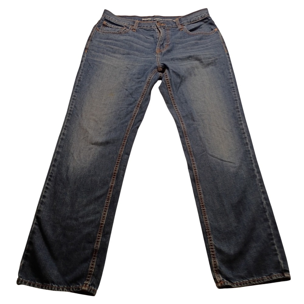 Old Navy Men's Regular Standard Straight Leg Jeans Blue Denim Medium Wash Casual